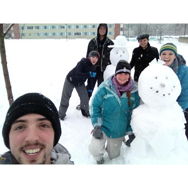 Playing in the snow with the roommates in January 2012
