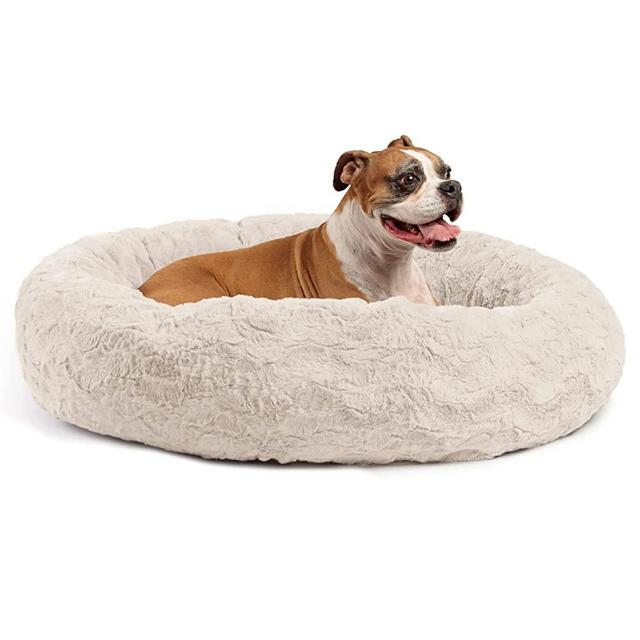 Best Friends by Sheri The Original Calming Donut Cat and Dog Bed in Shag or Lux Fur, Machine Washable, High Bolster, Multiple Sizes S-XL