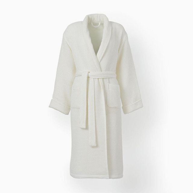 Organic Spa Waffle Robe, White, Medium