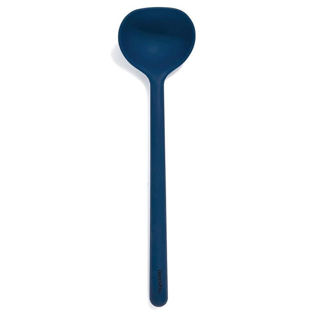 GreenPan Silicone Ladle, Soup Mixing Stirring Serving, Cooking Kitchen Utensil, Flexible Rubber Nonstick Cookware, Rigid Steel Core, Heat-Resistant, Anti-Slip Handle, BPA-Free, Dishwasher Safe, Blue