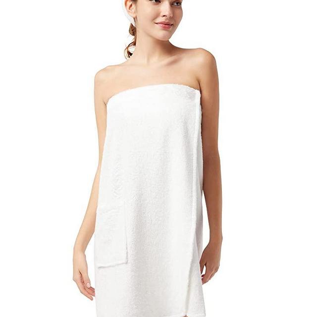 SIORO Women Bath Wrap Towel for Shower with Pocket Straps Robe Adjustable Closure & Facial Headband SPA Pool