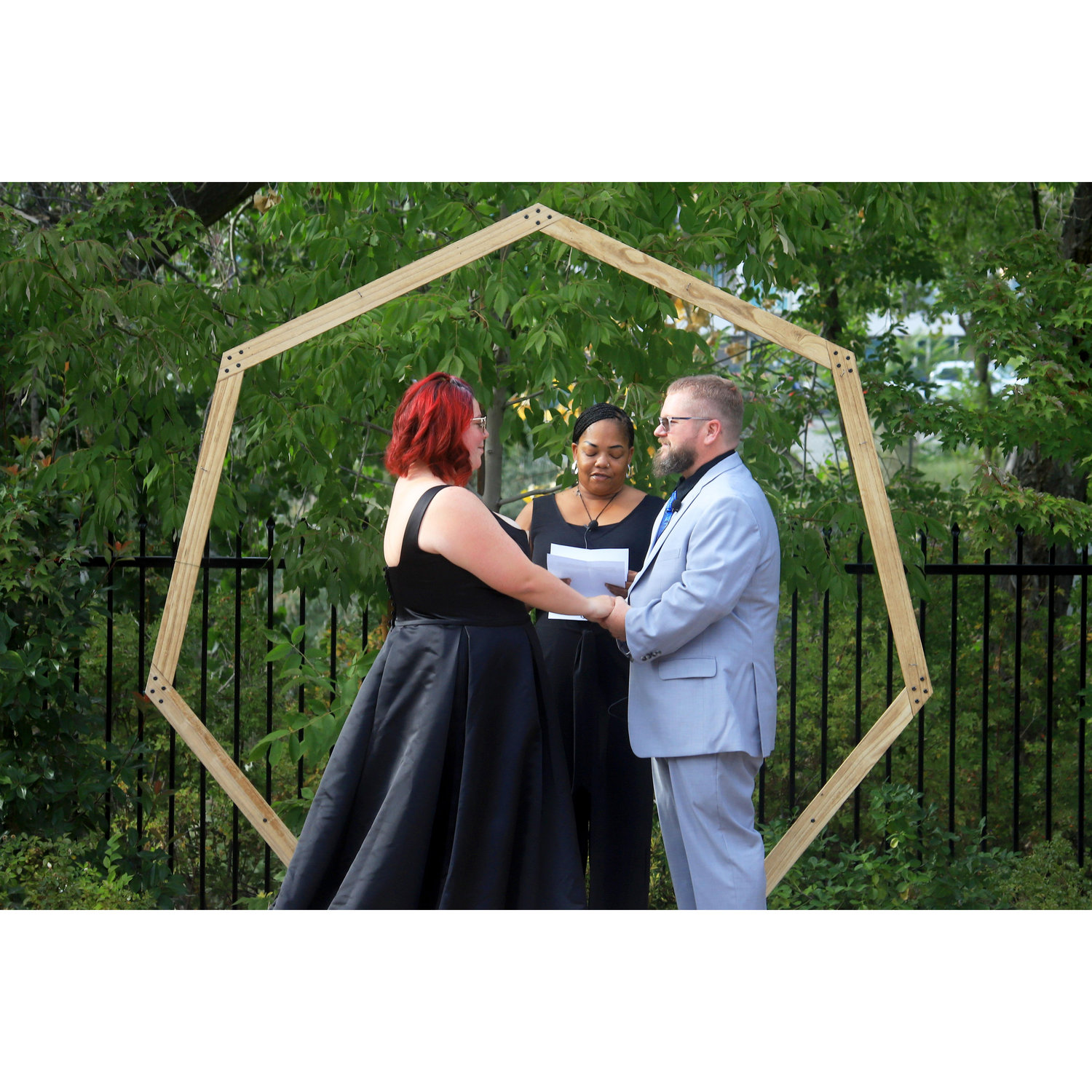 Christa with bride and groom