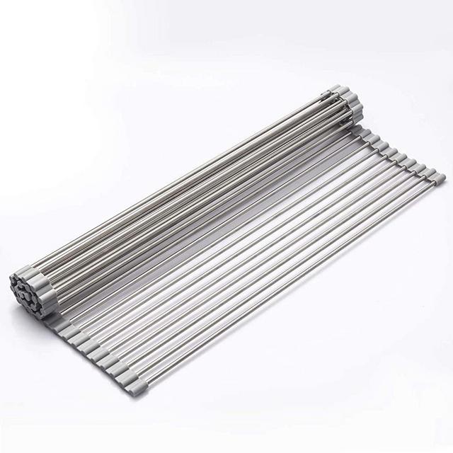 EMBATHER Sturdy Extra Large（20.8 x 18.1 inches）Multipurpose -No Occupying Space Heat Resistant Roll Up Dish Drying Rack - Fit for Stainless Steel Sink