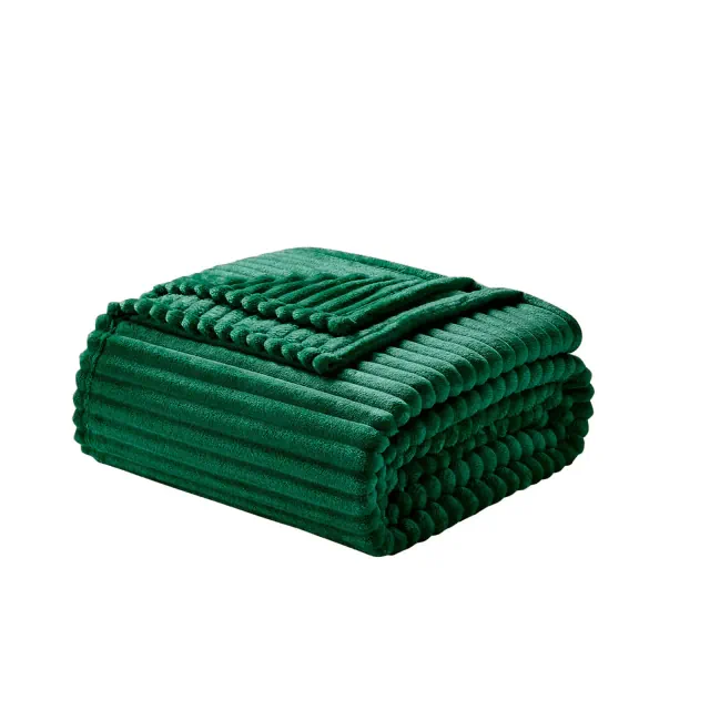 Nestl Cut Plush Fleece Blanket King Size, Lightweight Soft Cozy Bed Blanket, Hunter Green Fuzzy Blanket