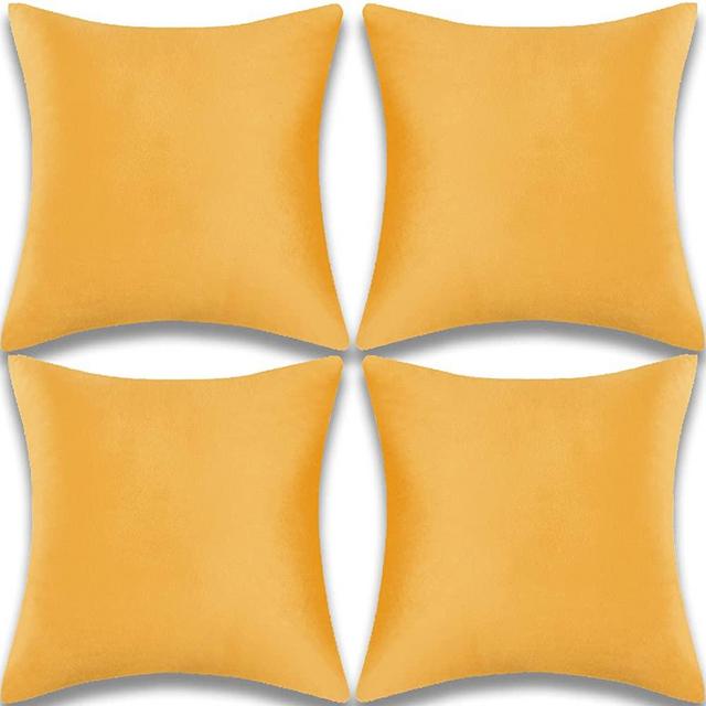 Yonous Throw Pillow Covers, Velvet Soft Decorative Cushion Case for Sofa Bedroom Car, Set of 4, 18x18 Inch, Orange Yellow