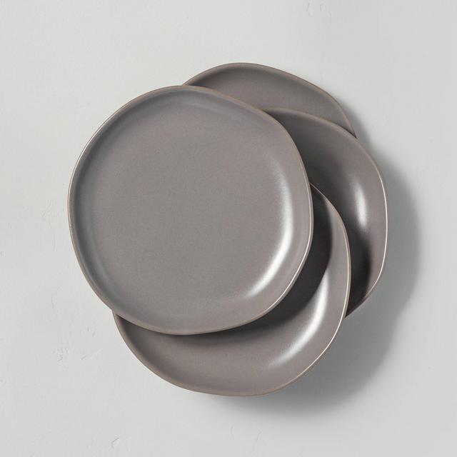 4pk Stoneware Appetizer Plate Set Matte Gray - Hearth & Hand™ with Magnolia