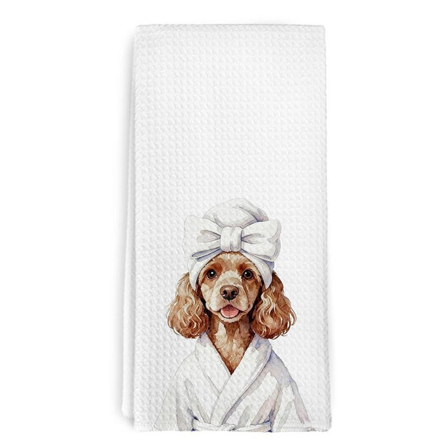 dvhdajed Funny Cocker Spaniel Hand Towels for Bathroom,Cocker Spaniel Dog Owners Women Gifts,Dog Birthday Gift,Dogs Decor Kitchen Towels,Puppy Decorative Tea Towel for Bathroom Gym, 16x24 Inch