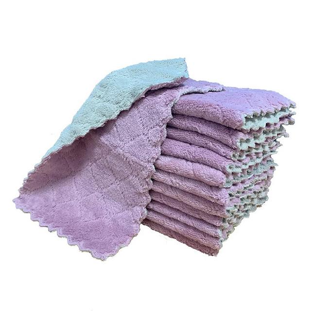 Puomue Microfiber Kitchen Towels and Dishcloths Set, 26 X 18 Inch and 12 X  12 Inch, Set of 12 Bulk Lint Free Dish Towels for Drying Dishes, Blue