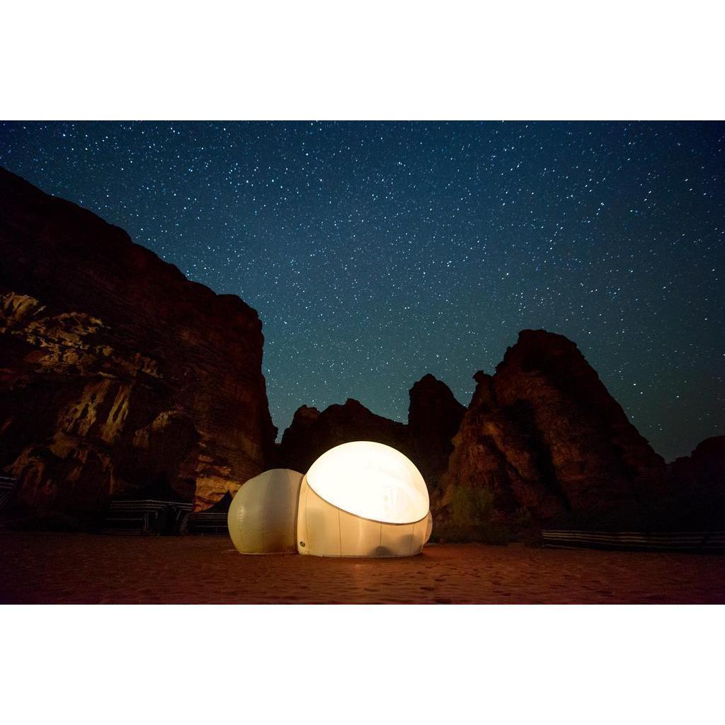 Aside from the geodesic domes, they also have these bubble tents that are completely clear and give you a view of the stars as you sleep!