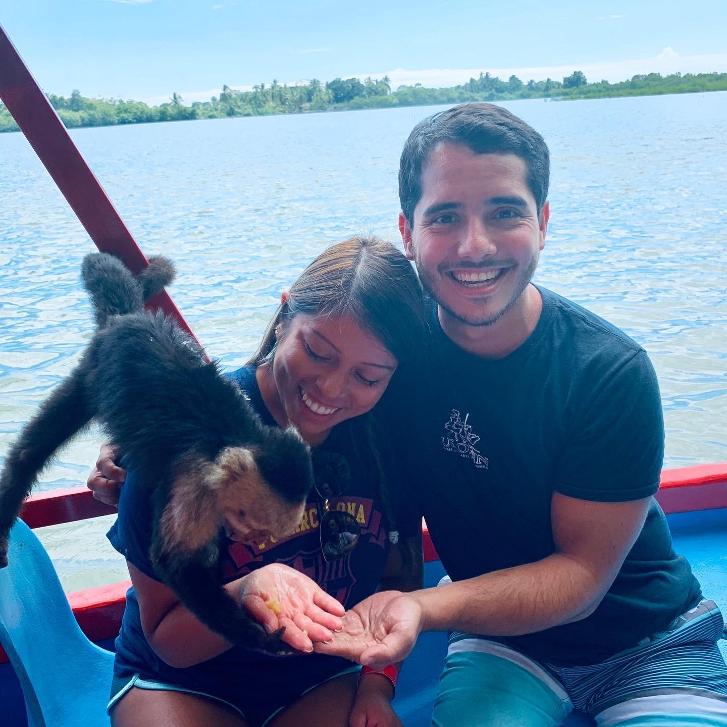 Feeding a monkey on our second trip to Costa Rica,  November 2019.