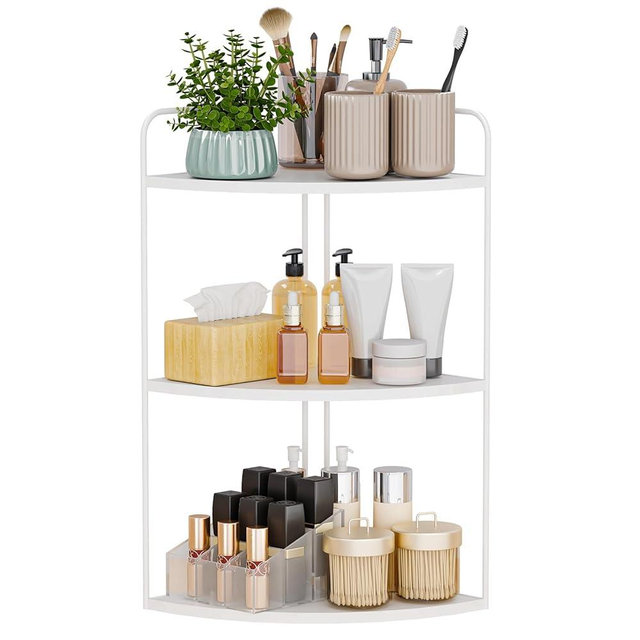 Forest Angle Bathroom Counter Organizer,Countertop Organizer,Vanity Organizers,Bathroom Storage,Bathroom Sink Caddy,Counter Shelf,Corner Counter,Corner Shelves(White)