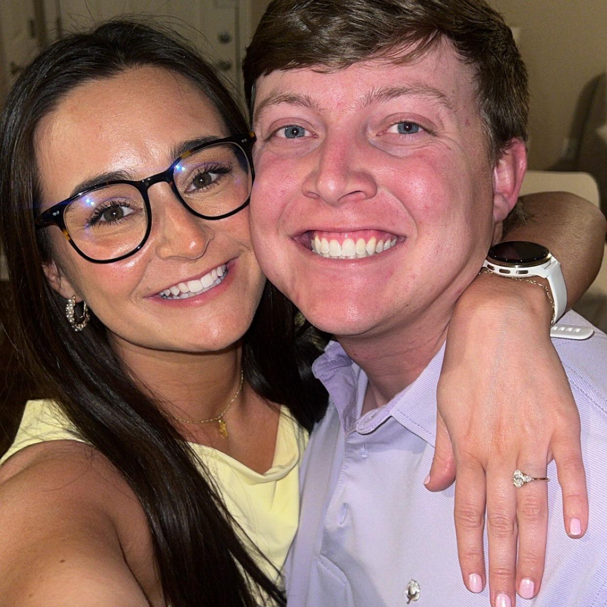 Big cheesing once we got back home that evening from our engagement!