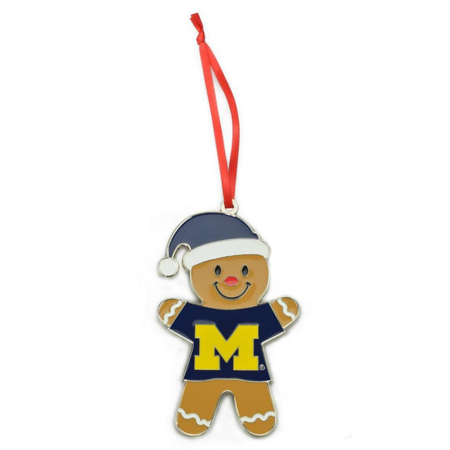 Michigan Wolverines Gingerbread Man Metal Christmas Ornament