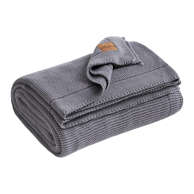 Dalisa 100% Organic Turkish Cotton Throw Blanket - GOTS Certified, Cozy - Perfect for Couch, Bed, and Home Decor - Boho Vintage Knit Alina (Dark Grey, 80x90)