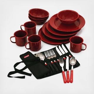 24-Piece Enamelware Dish Set with Flatware