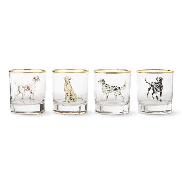 Plymouth Dog Double Old-Fashioned Glasses, Set of 4