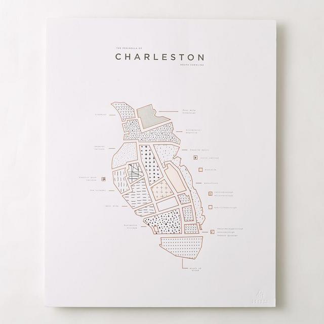 42 Pressed City Road Maps, Charleston, 16"x20"