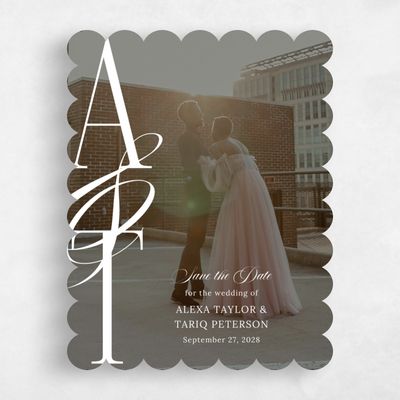 White Scalloped Wedding Save the Date - Kellan Photo