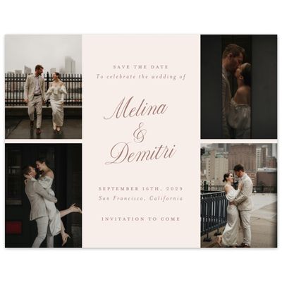 Linen, Beige Wedding Digital Save the Date - Mabel Multiphoto