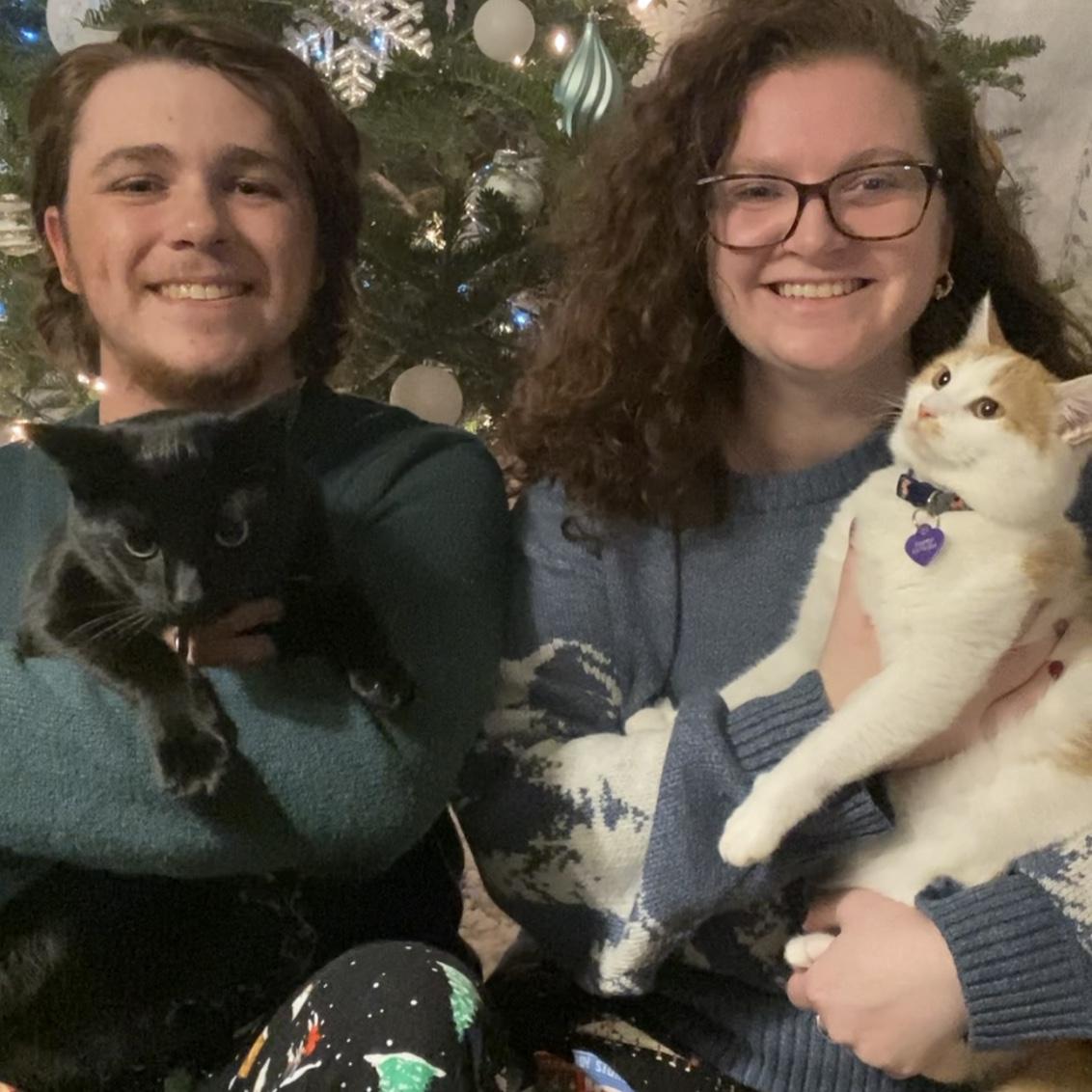 We’ve celebrated Christmas together over the years with Berlioz and Pumpkin (who are always thrilled to be held)