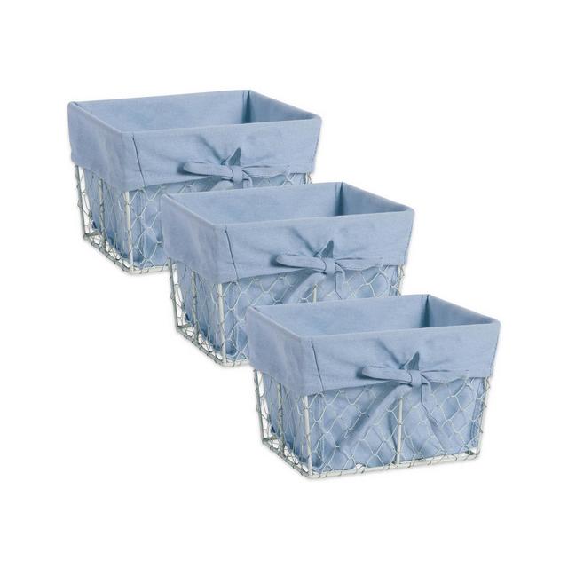 Design Imports Small Chicken Wire Washed Denim Liner Set of 3