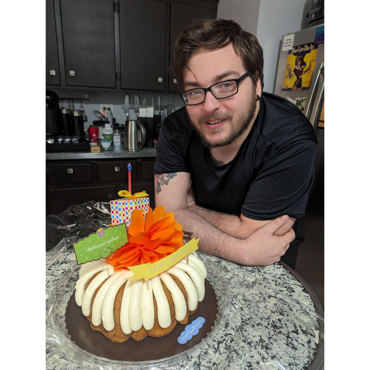 Jon's favorite gigantic bundt cake for his birthday