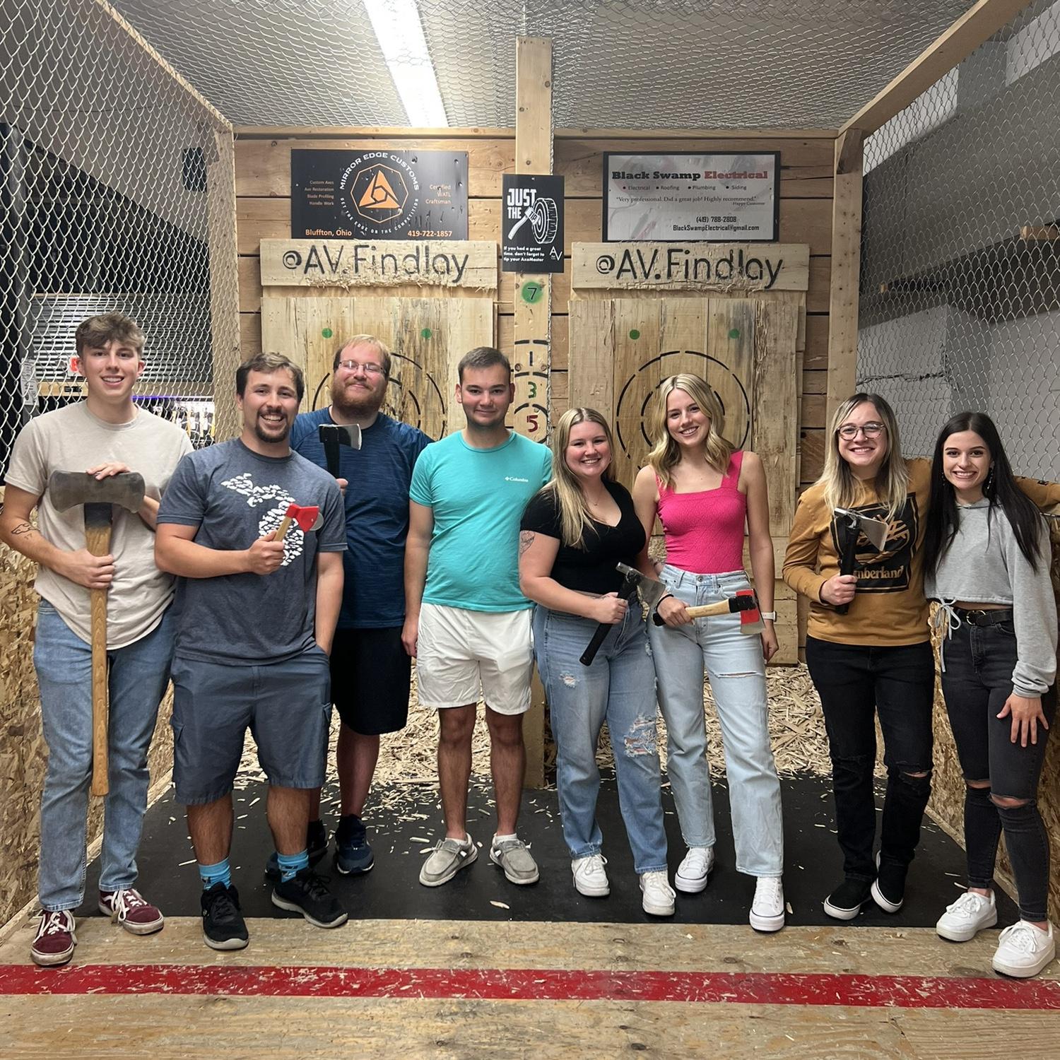 Axe throwing with some friends