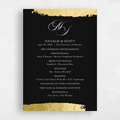 Black Wedding Program - Casey Foil