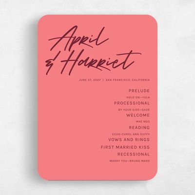 Pink Rounded Wedding Program - Bahama
