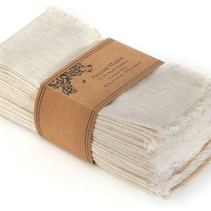 ACCENTHOME Natural Cotton Linen Napkin Set of 12 18x18 inch Dinner Napkins - Washable Soft Premium Hotel Quality Reusable Hemmed Edges Napkins Perfect Table Linens for Family Dinners, Weddings