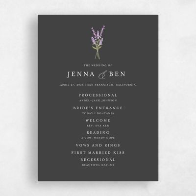 Dark Charcoal, Grey Wedding Program - Marat