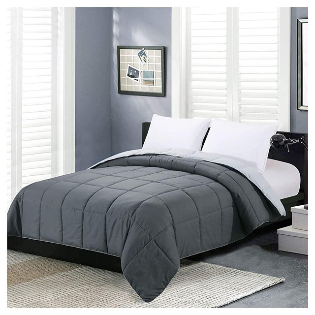 Homelike Moment California King Lightweight Comforter Gray - All Season Down Alternative Bed Comforter Summer Duvet Insert Quilted Reversible Comforters Cal King Size Dark Gray / Light Grey