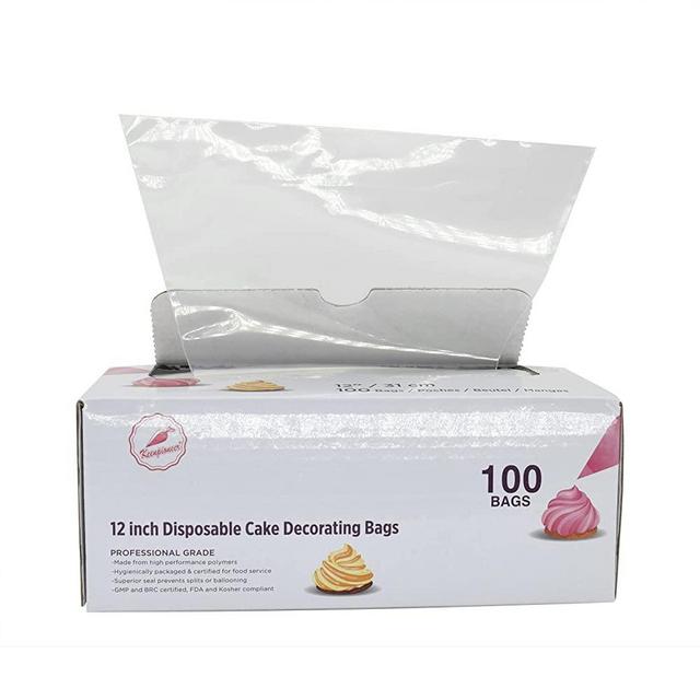 Keenpioneer Piping Bag - Disposable Cake Decorating Bag 100 Count (12 inch, Clear)