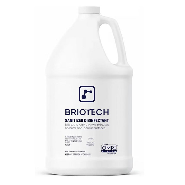 BRIOTECH Sanitizer Disinfectant Hypochlorous, Kill 99.99% of Viruses & Bacteria, Control Mold, Eliminate Odor, Gentle for Nursery & Play Rooms, Food Contact Surface Sanitizer, 1 Gallon Refill