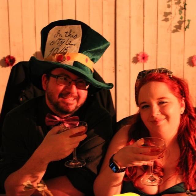 One of our first group outings as a couple, an Alice in Wonderland cocktail event!