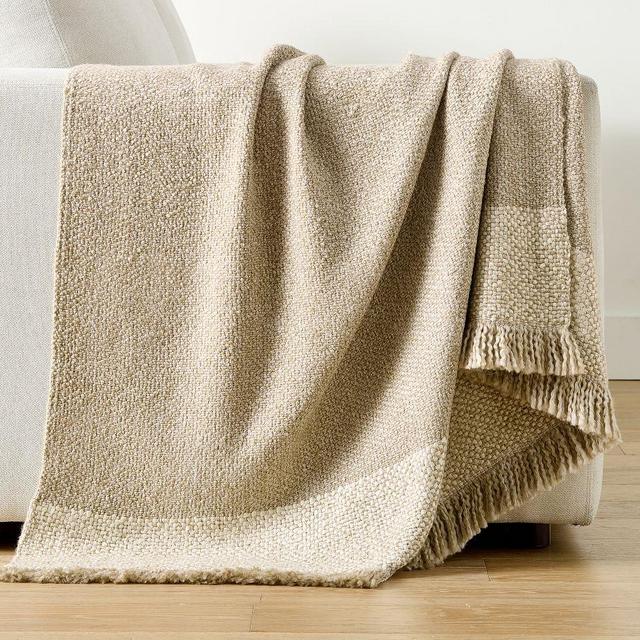 Lemuel Woven Knit Throw, 50" x 60", Dark Flax