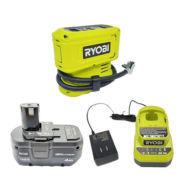 RYOBI PCL001B 18V Cordless High Pressure Inflator Kit with 4Ah Battery and Charger