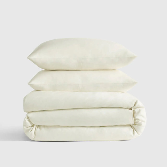 Organic Crisp Percale Duvet Cover Set - King/Cal King, Ivory