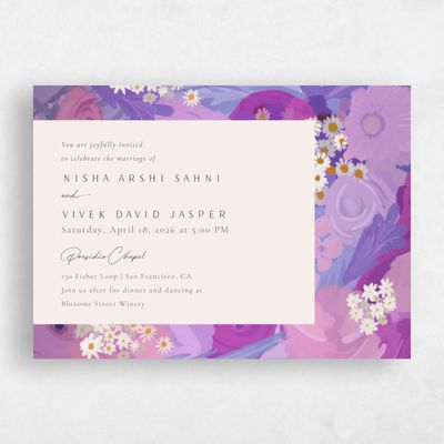Dusty Purple Wedding Invitation - Chesley Landscape