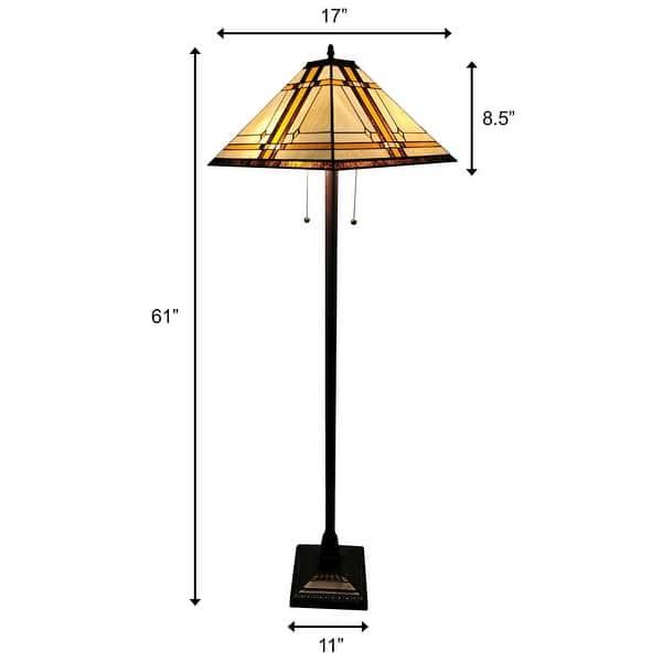 Tiffany Style Floor Lamp Mission 61" Tall Stained Glass AM1053FL17 Amora Lighting - Brown