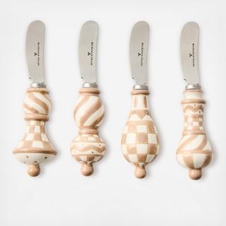 Mocha Check Party Spreader, Set of 4