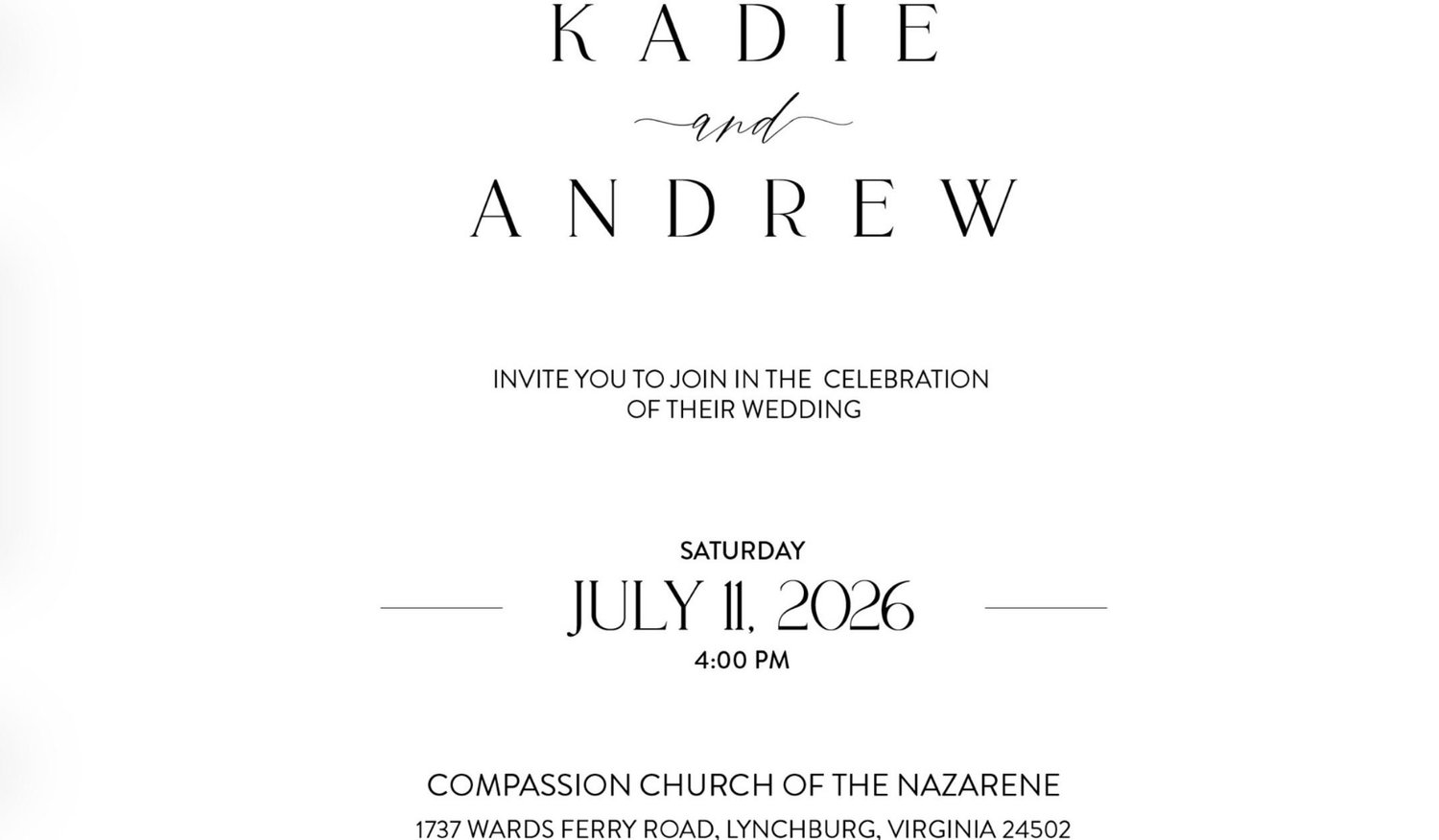 The Wedding Website of Kadie Wilson and Andrew Horseman