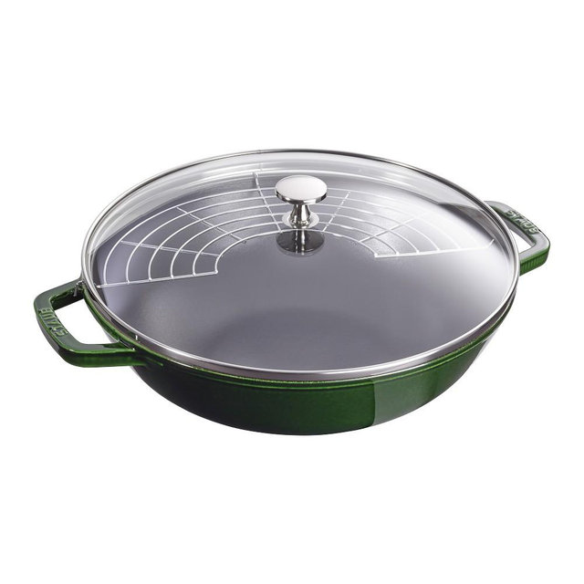 Staub Enameled Cast Iron Perfect Pan Wok, Basil