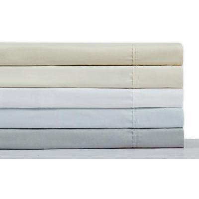 Charisma® Solid 400-Thread-Count Percale Cotton Queen Sheet Set in Grey