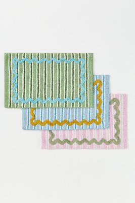 Maeve Madeline Cotton Tufted Stripe Scallop Bathmat