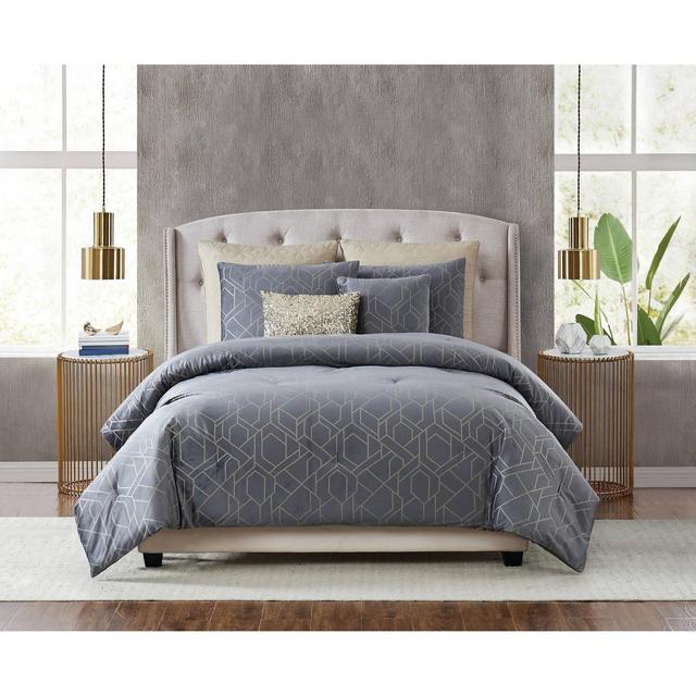 King 7pc Madison Comforter Set Gray - 5th Avenue Lux