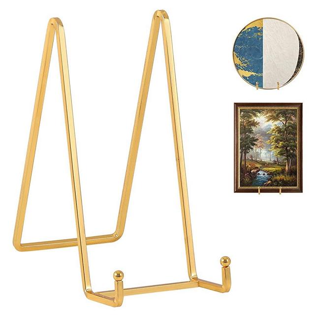 Plate Holder Easel Display Stand - 8 inch Metal Plate Stands for Display - Tabletop Picture Stand - Gold Iron Easels for Display Pictures | Photo Frames | Book | Decorative Plates | Plaque -2 Pack