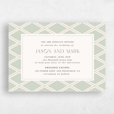 Grassy Sage, Green Wedding Invitation - Diamant Landscape