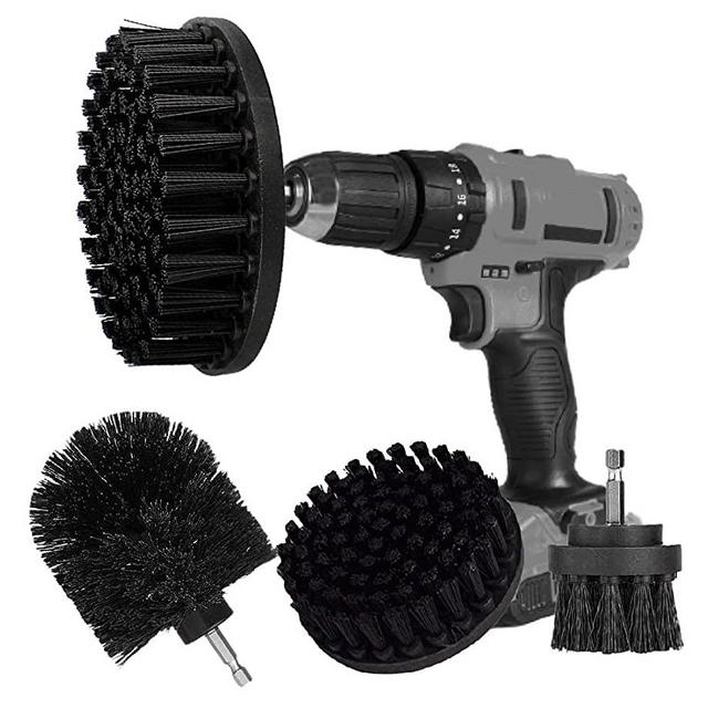 CLEANZOID Drill Brush Set Attachment Kit Pack of 3 - All Purpose Power Scrubber Cleaning Set for Grout, Tiles, Sinks, Bathtub, Bathroom and Kitchen Surface (Black)