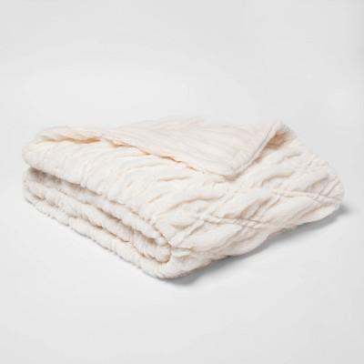 55x80 Solid Faux Fur Bed Throw - Threshold™